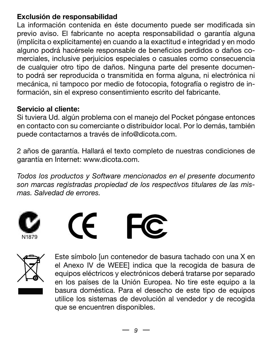 Dicota Optical USB Notebook Mouse User Manual | Page 9 / 19