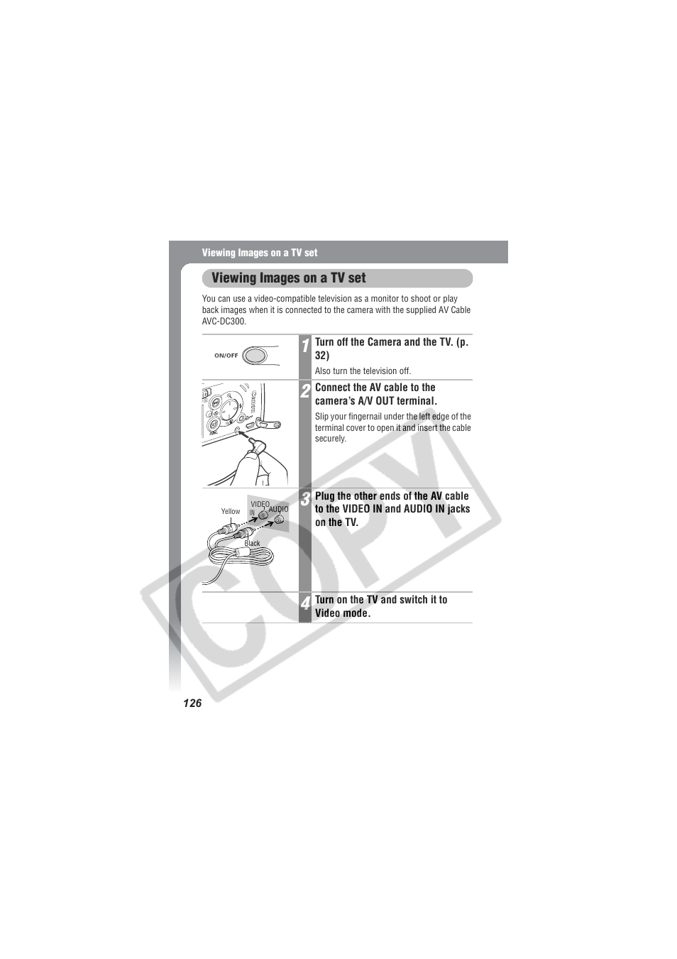 Viewing images on a tv set | Digital Camera Battery SD20 User Manual | Page 128 / 163