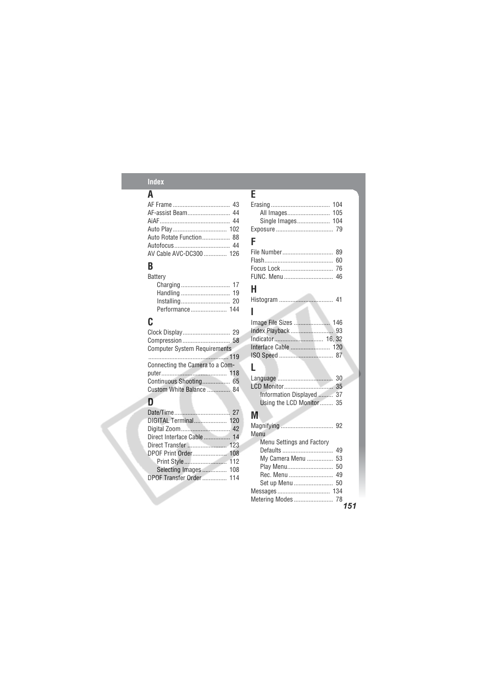 Digital Camera Battery SD20 User Manual | Page 153 / 163