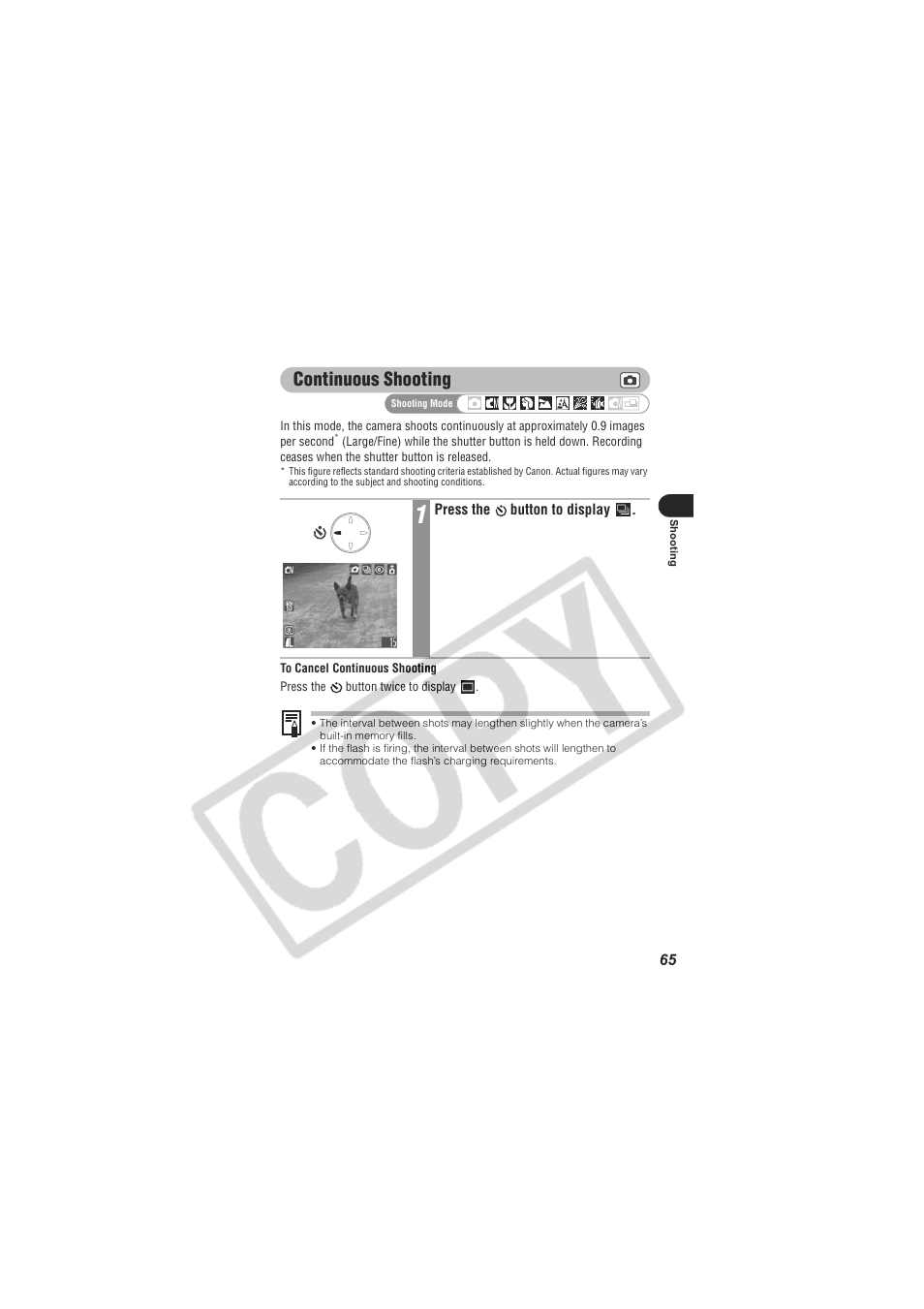 Continuous shooting | Digital Camera Battery SD20 User Manual | Page 67 / 163