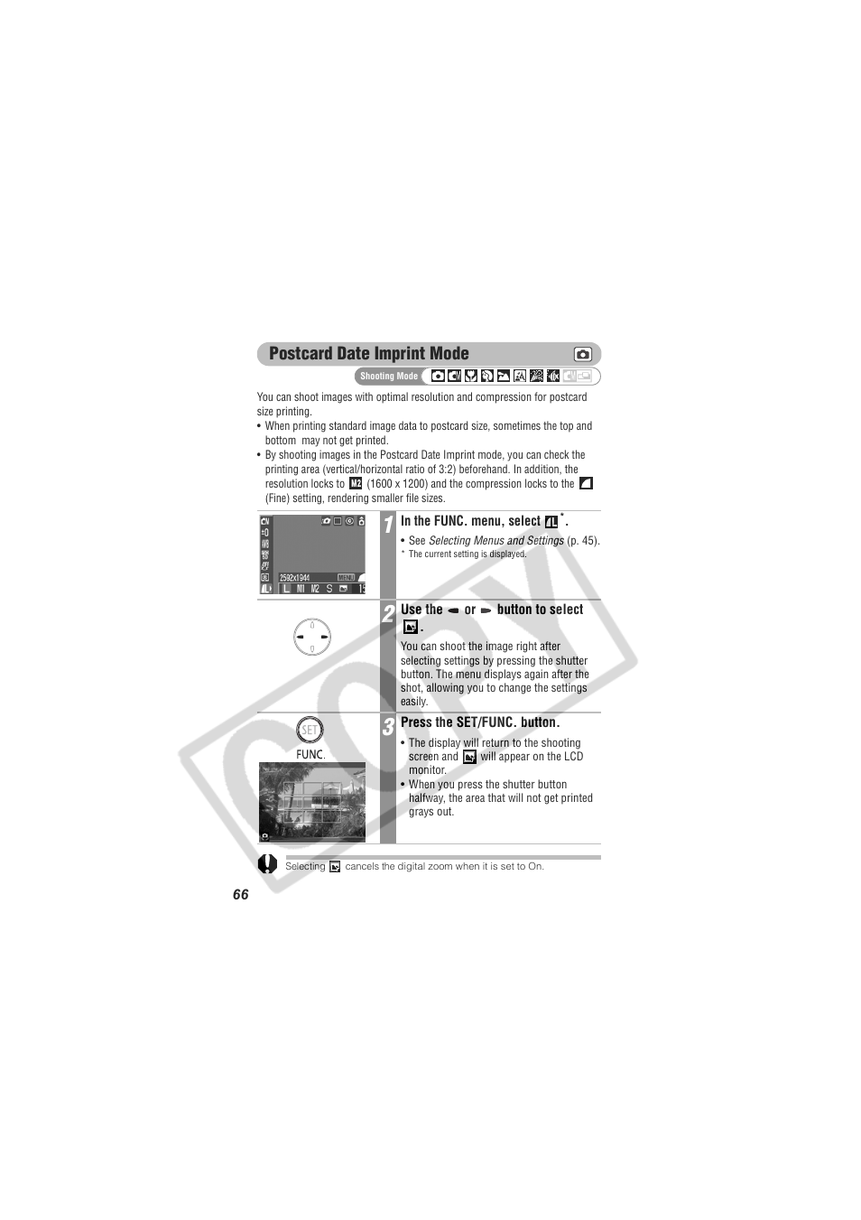 Postcard date imprint mode | Digital Camera Battery SD20 User Manual | Page 68 / 163