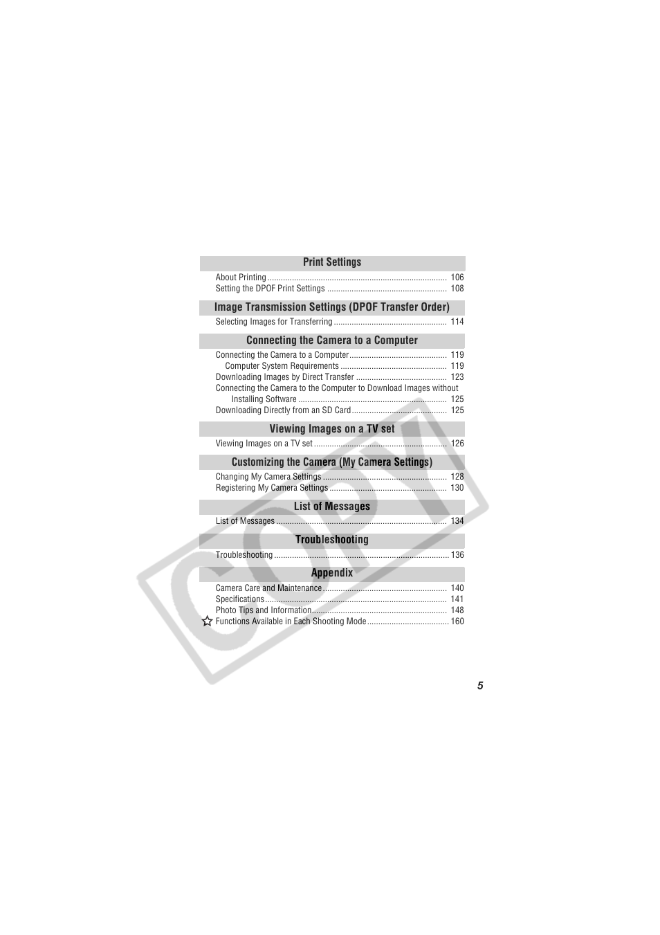 Digital Camera Battery SD20 User Manual | Page 7 / 163