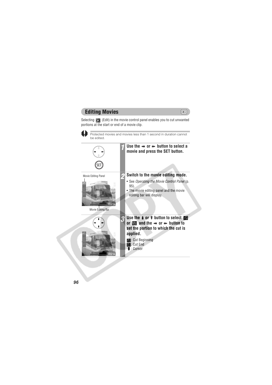 Editing movies | Digital Camera Battery SD20 User Manual | Page 98 / 163