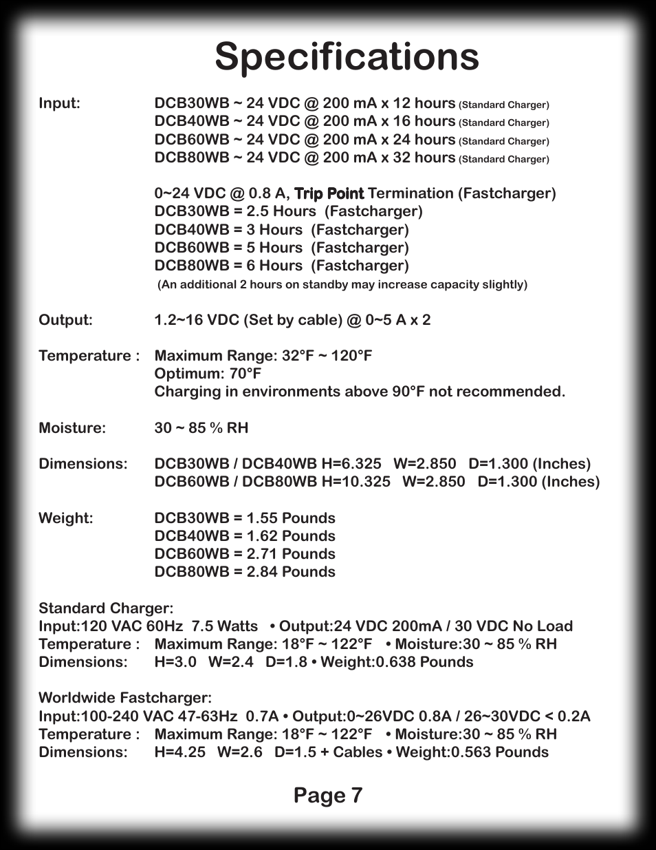 Specifications, Page 7 | Digital Camera Battery DCB80WB User Manual | Page 7 / 8