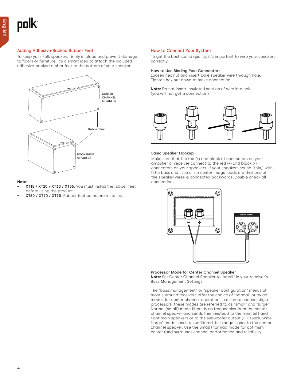 Polk Audio Monitor XT60 Two-Way Floorstanding Speaker (Single) User Manual | Page 4 / 80