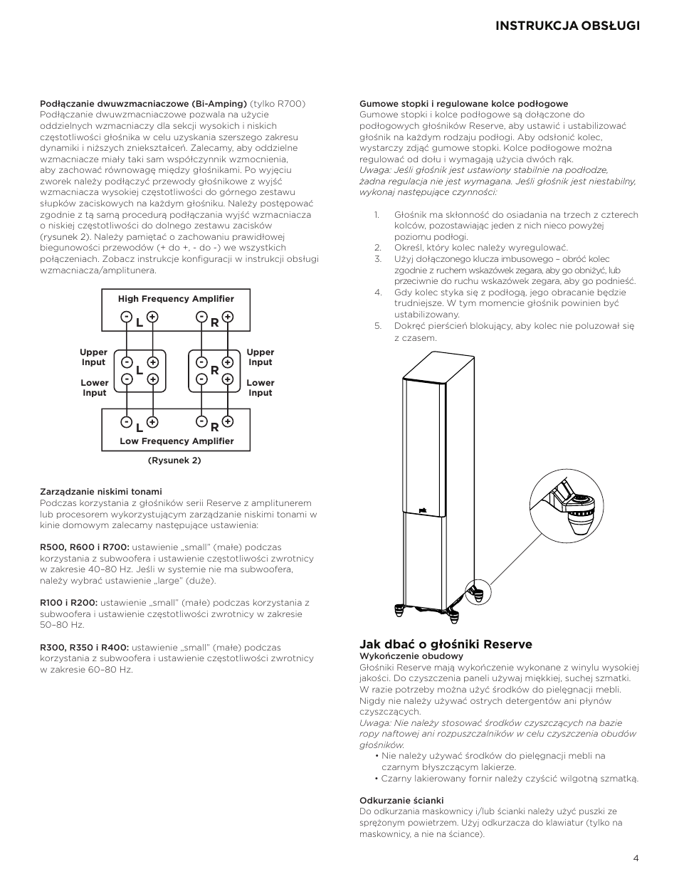 Instrukcja, Obsługi, Jak dbać o głośniki reserve | Polk Audio Reserve Series R700 Three-Way Floorstanding Speaker (Walnut, Single) User Manual | Page 75 / 155