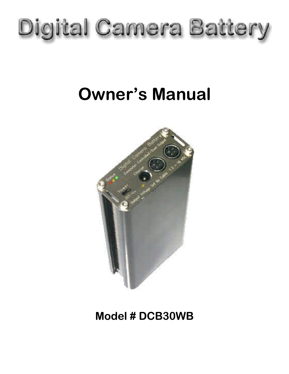Digital Camera Battery DCB30WB User Manual | 8 pages