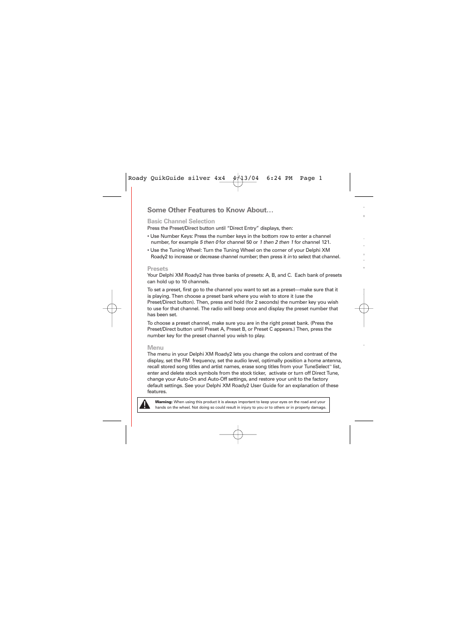 Some other features to know about | Delphi SA10085 User Manual | Page 5 / 6