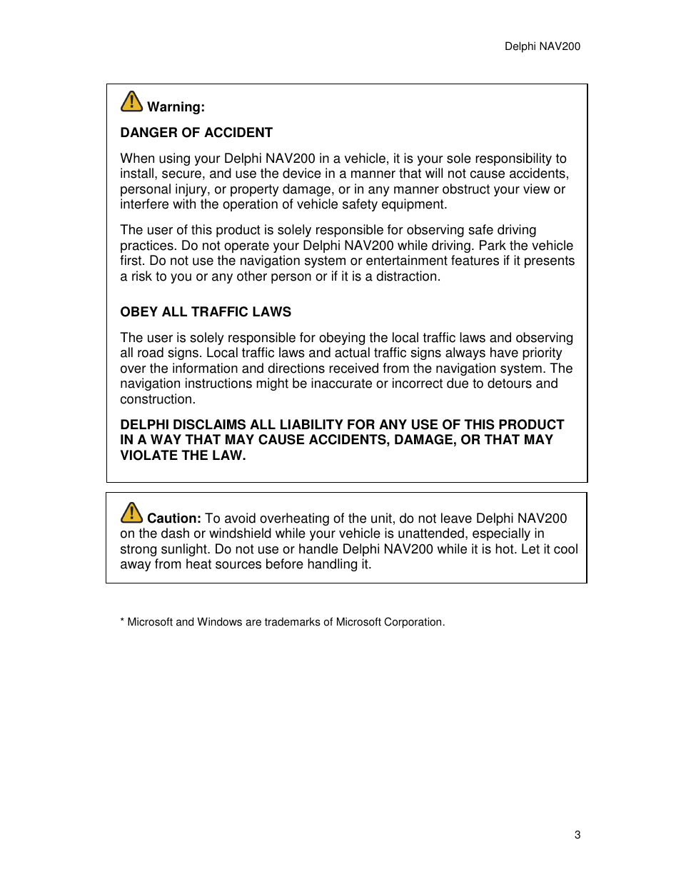 Delphi NAV200 User Manual | Page 3 / 85