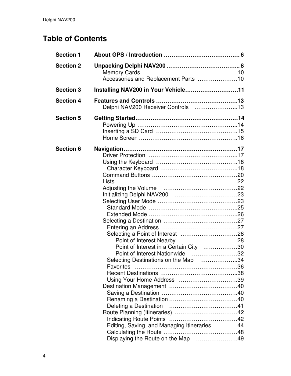 Delphi NAV200 User Manual | Page 4 / 85