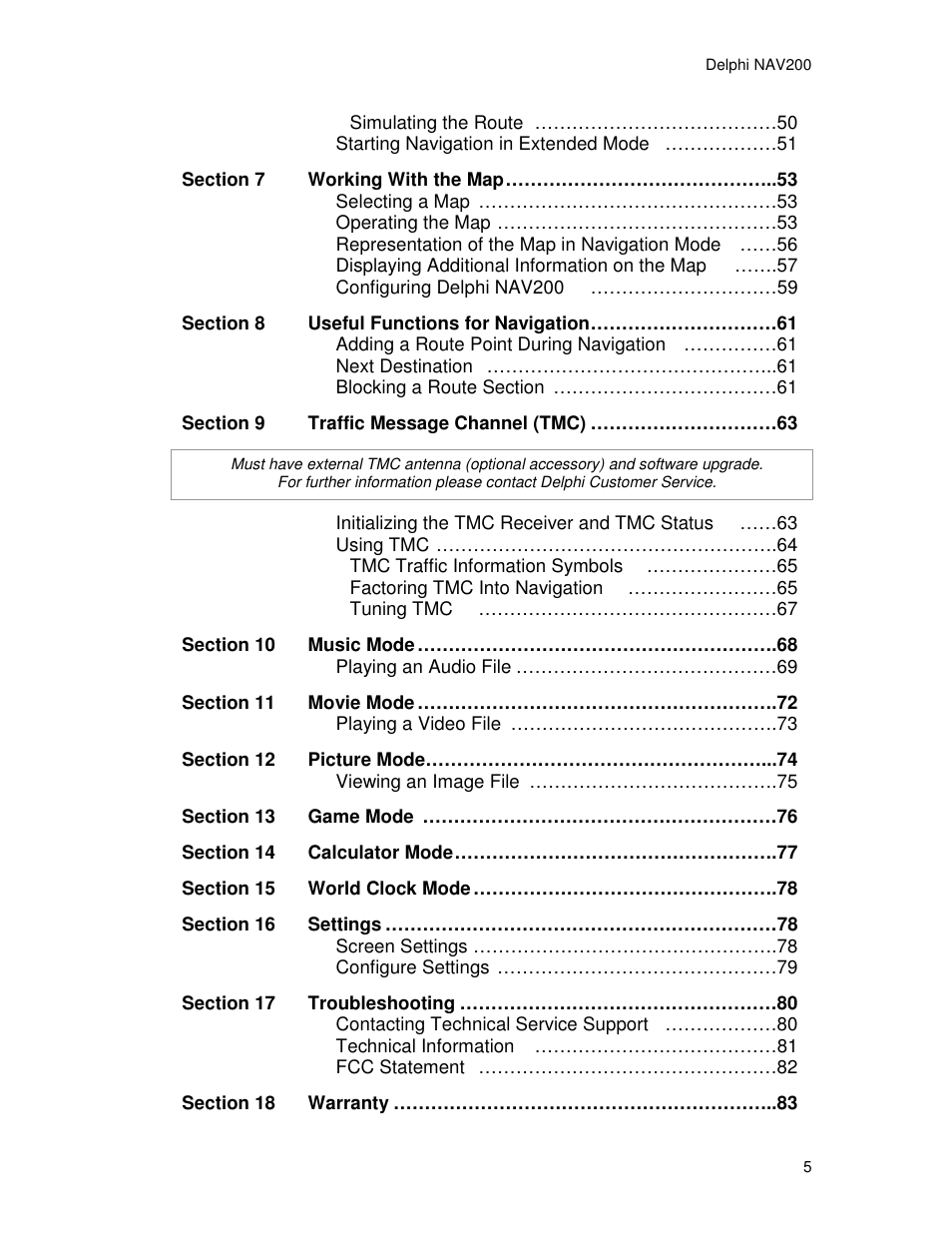 Delphi NAV200 User Manual | Page 5 / 85