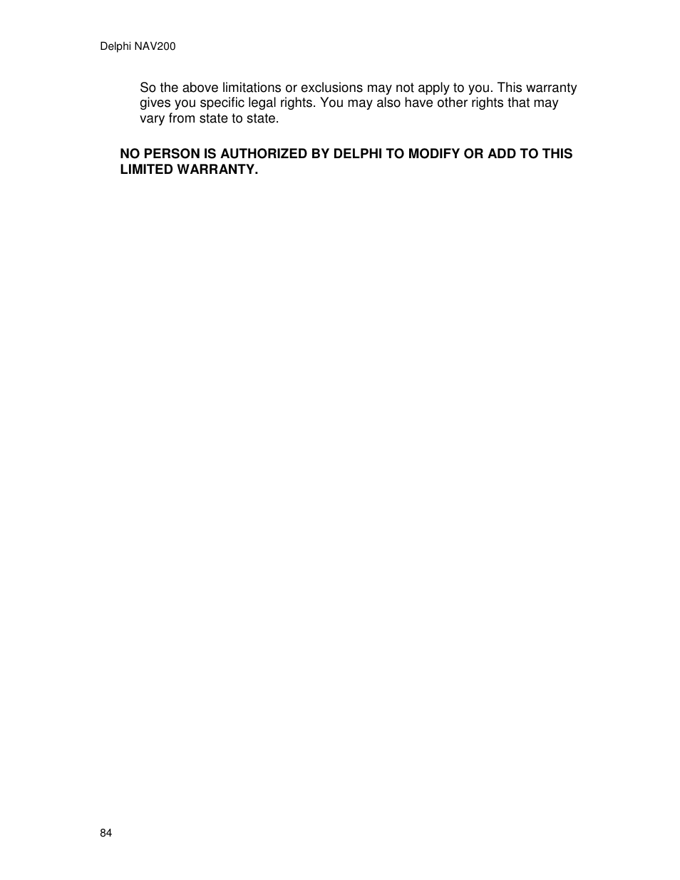 Delphi NAV200 User Manual | Page 84 / 85