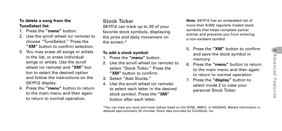 Stock ticker | Delphi SKYFI2 DPSS-04-E-064 User Manual | Page 20 / 32