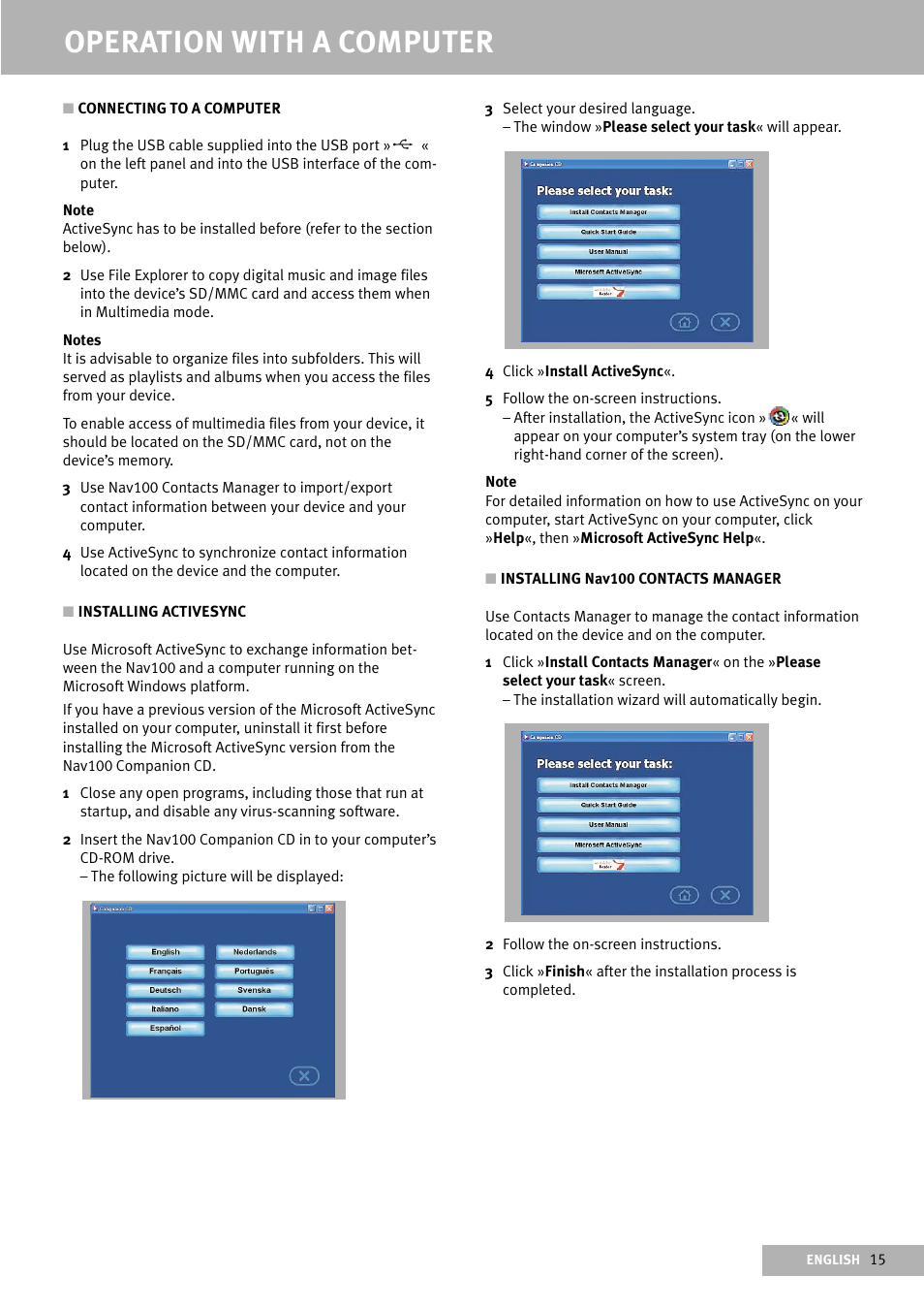 Operation with a computer | Delphi Portable Navigation Nav100 User Manual | Page 15 / 32