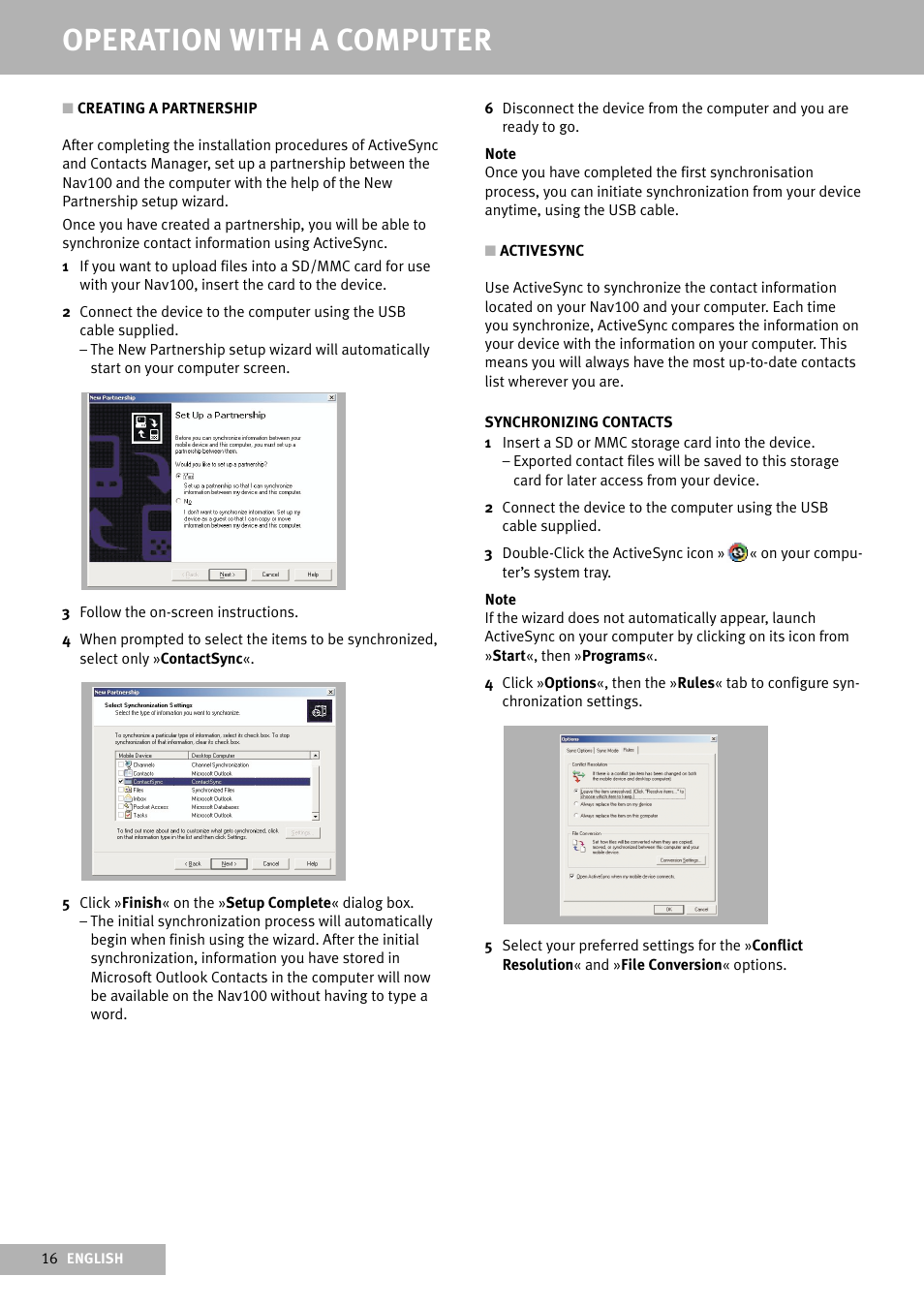 Operation with a computer | Delphi Portable Navigation Nav100 User Manual | Page 16 / 32