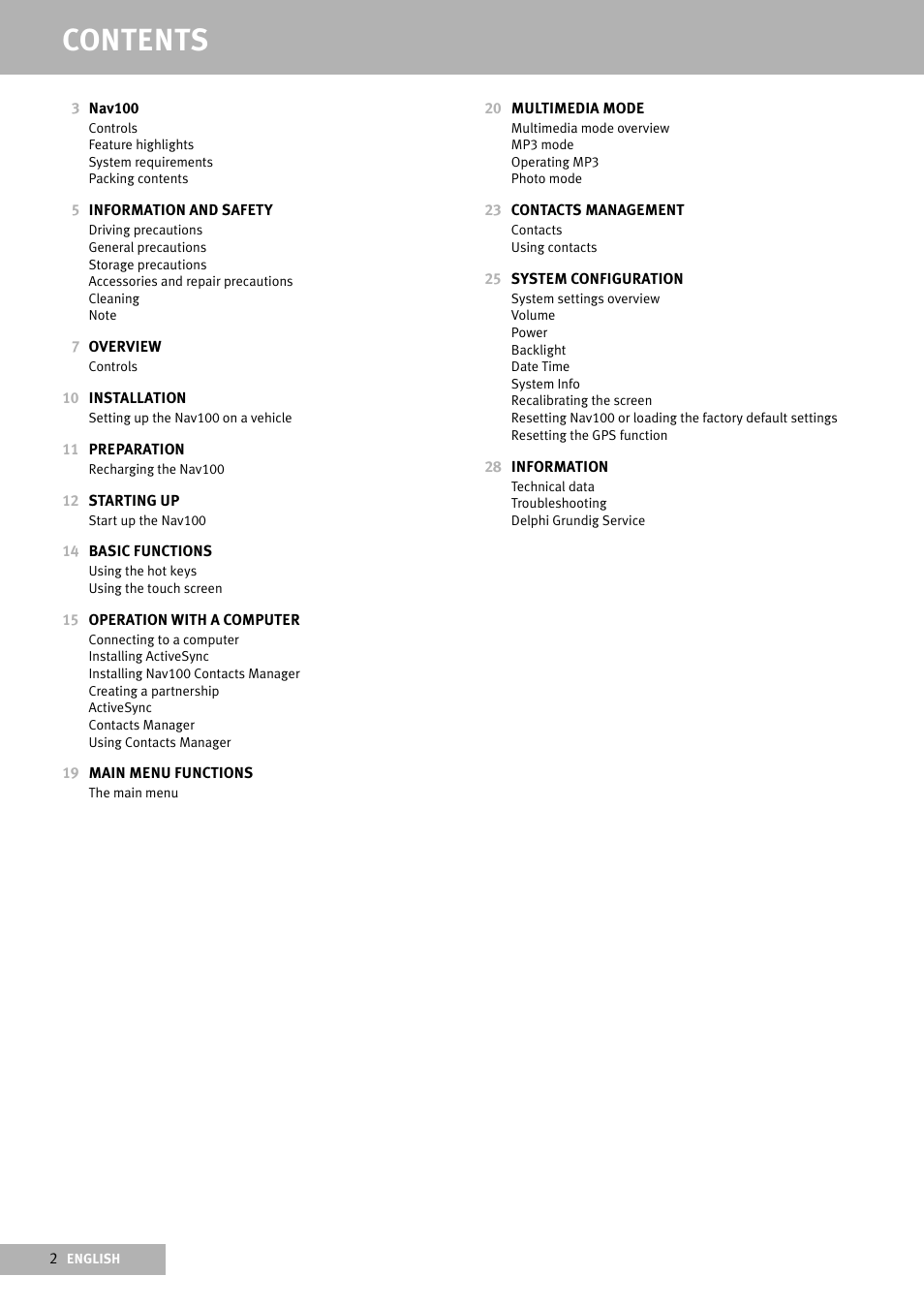 Delphi Portable Navigation Nav100 User Manual | Page 2 / 32