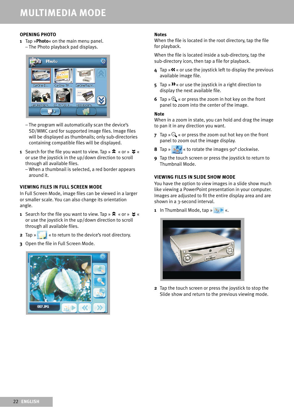Multimedia mode | Delphi Portable Navigation Nav100 User Manual | Page 22 / 32