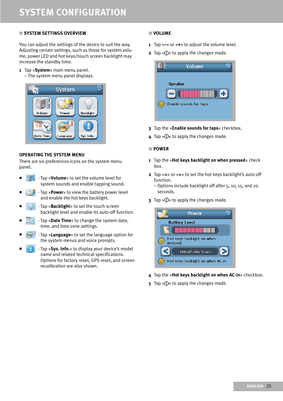 System configuration | Delphi Portable Navigation Nav100 User Manual | Page 25 / 32