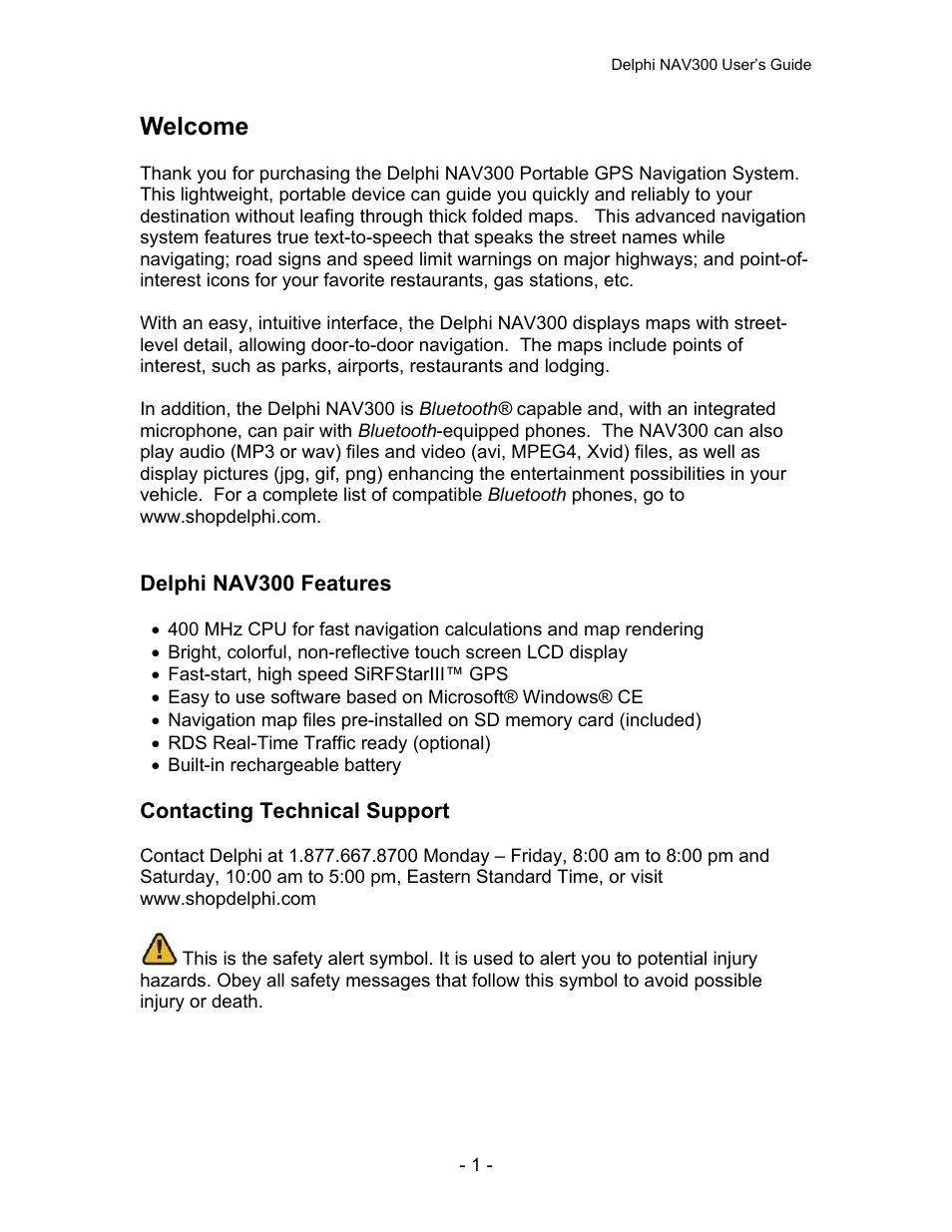 Welcome | Delphi NAV300 User Manual | Page 2 / 67