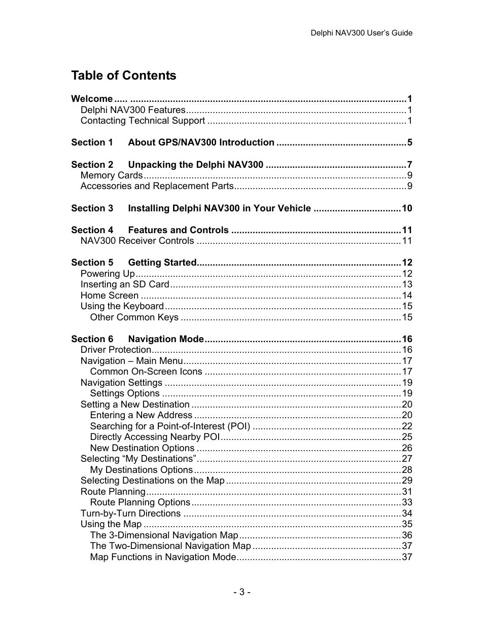 Delphi NAV300 User Manual | Page 4 / 67