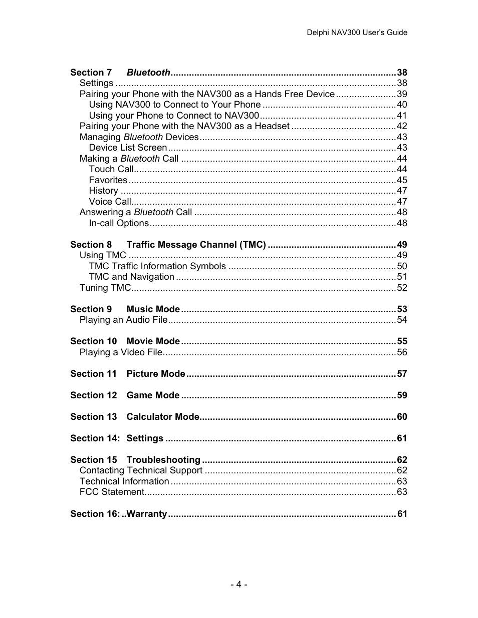 Delphi NAV300 User Manual | Page 5 / 67