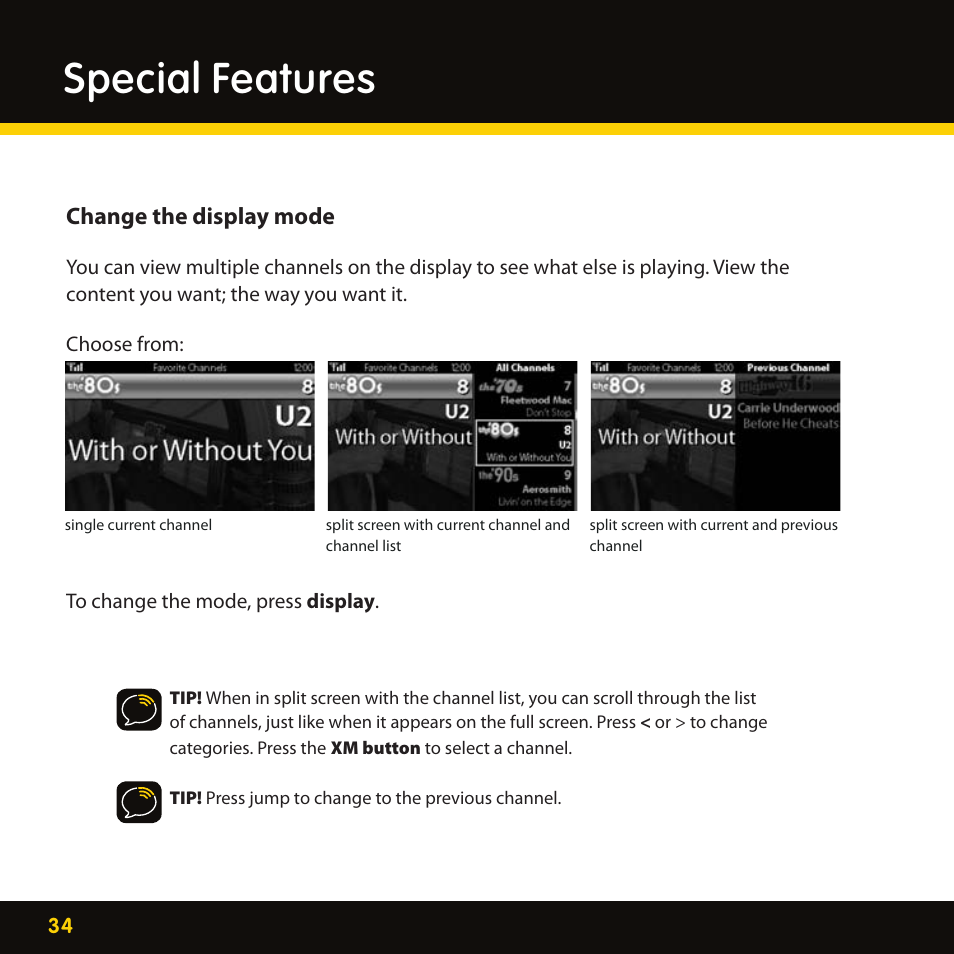 Special features, Change the display mode | Delphi XpressRC SA10316 User Manual | Page 34 / 76