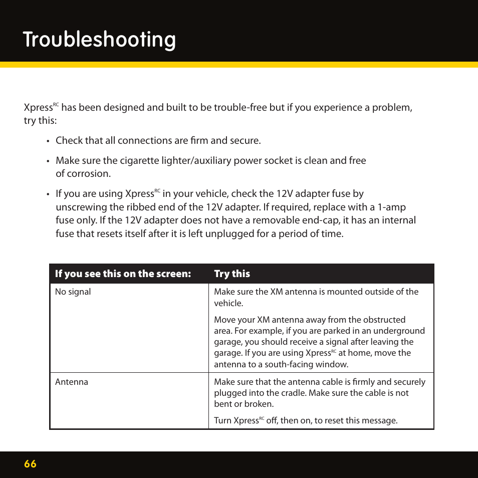 Troubleshooting | Delphi XpressRC SA10316 User Manual | Page 66 / 76