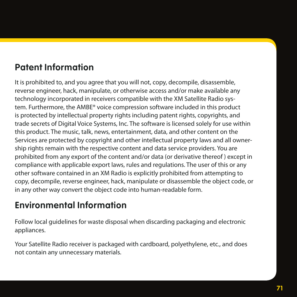 Patent information, Environmental information | Delphi XpressRC SA10316 User Manual | Page 71 / 76