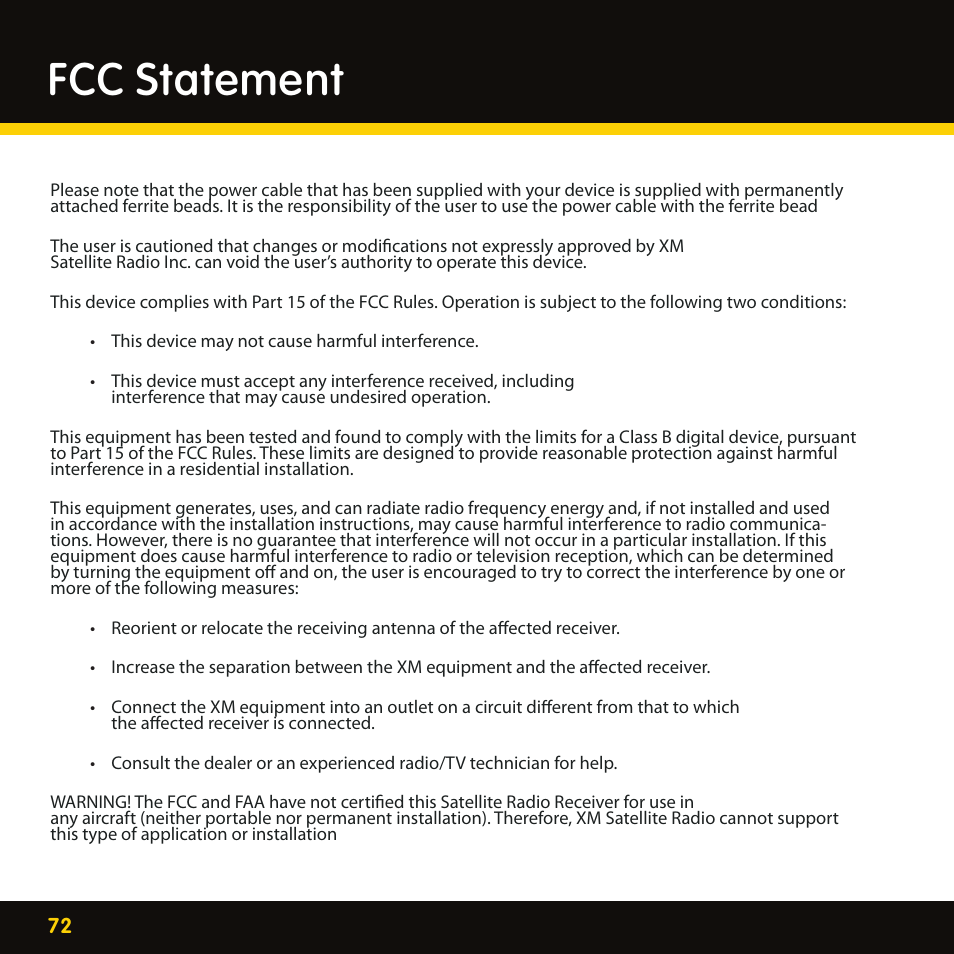 Fcc statement | Delphi XpressRC SA10316 User Manual | Page 72 / 76