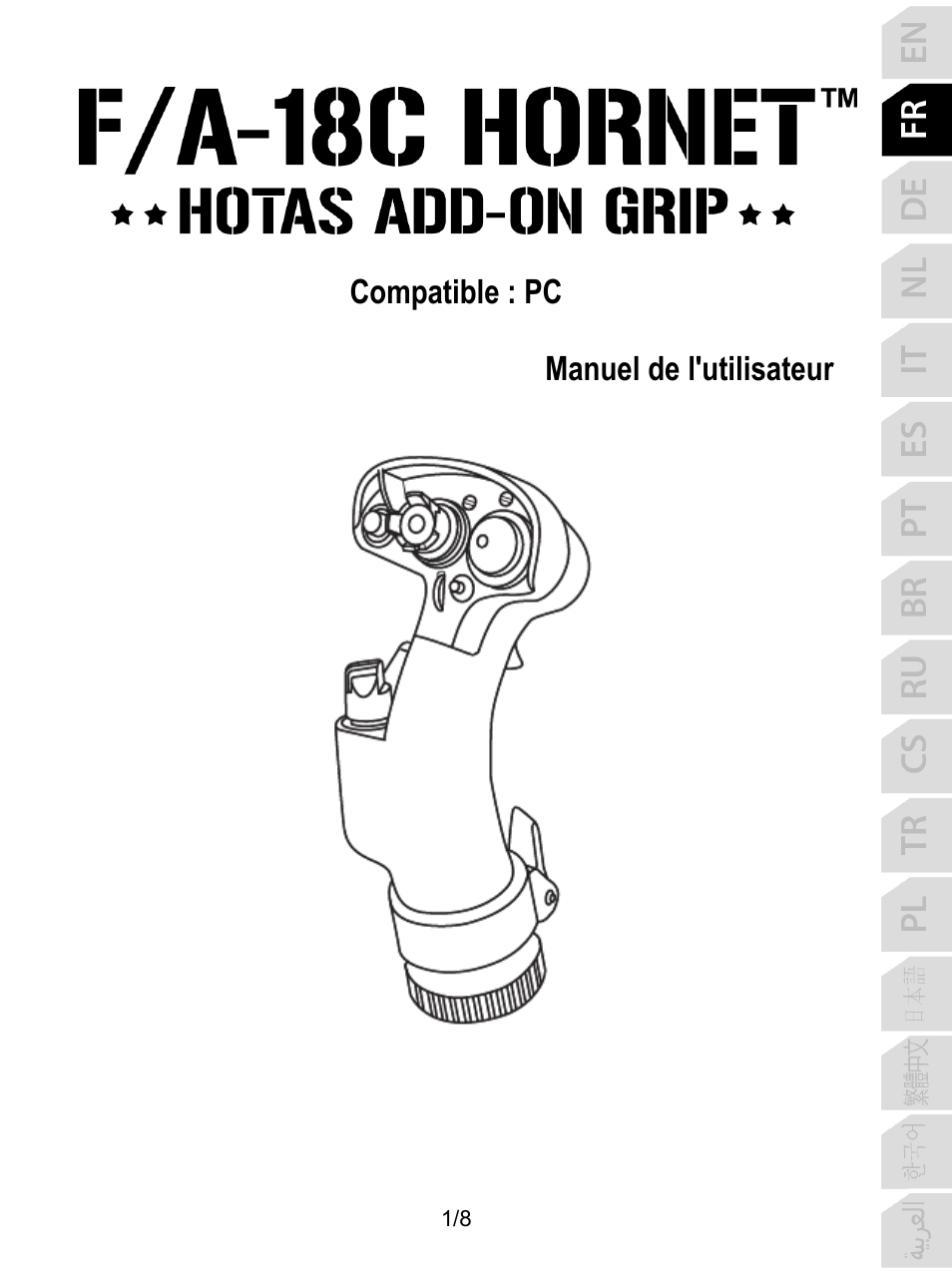 02_fra_fa-18c_hornet_add-on, Français, Compatible : pc manuel de l'utilisateur | Thrustmaster F/A-18C Hornet HOTAS Add-On Grip User Manual | Page 10 / 169