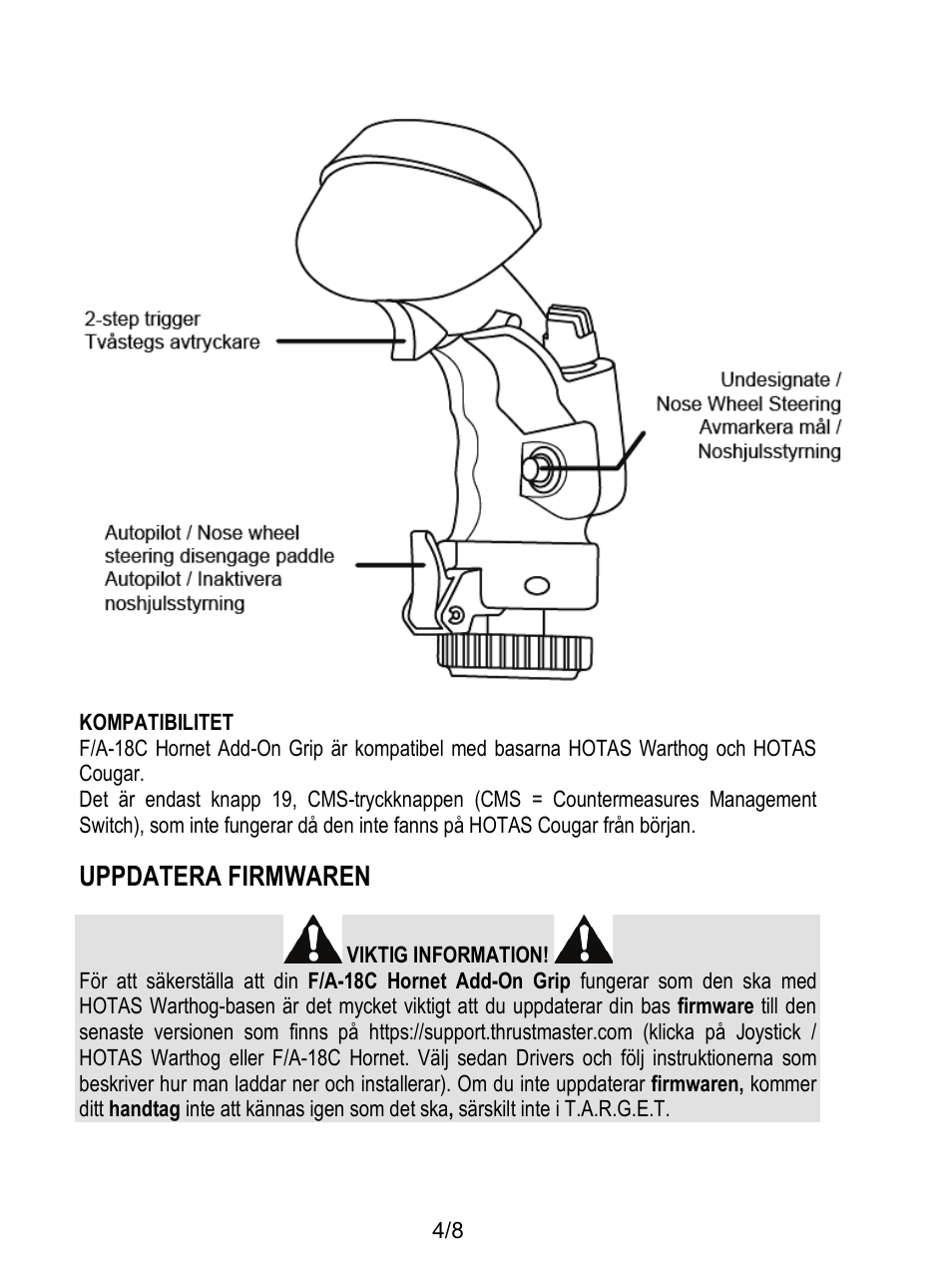 Uppdatera firmwaren | Thrustmaster F/A-18C Hornet HOTAS Add-On Grip User Manual | Page 127 / 169