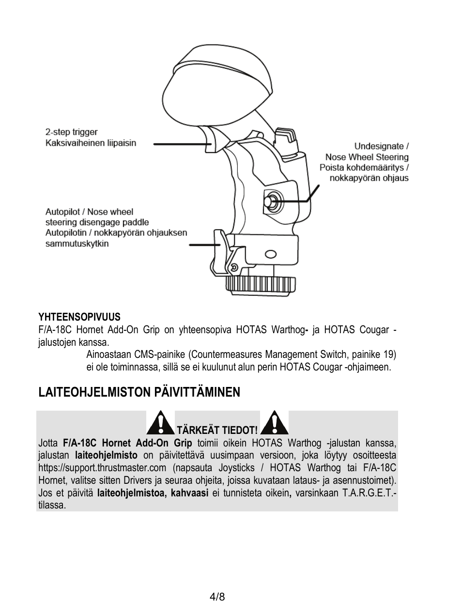 Laiteohjelmiston päivittäminen | Thrustmaster F/A-18C Hornet HOTAS Add-On Grip User Manual | Page 135 / 169