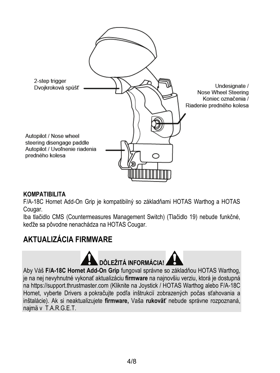 Aktualizácia firmware | Thrustmaster F/A-18C Hornet HOTAS Add-On Grip User Manual | Page 151 / 169