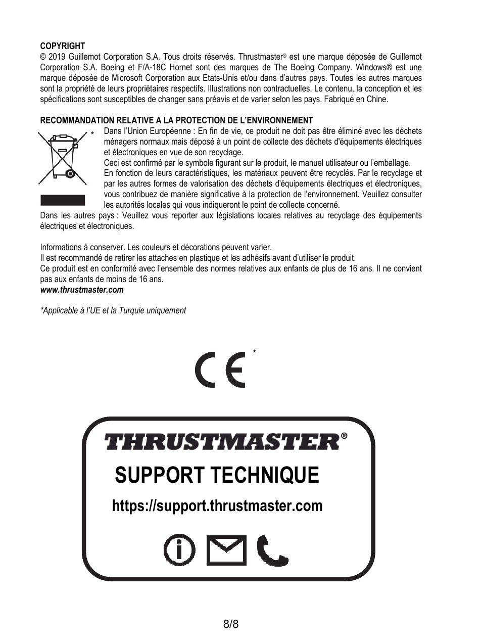 Support technique | Thrustmaster F/A-18C Hornet HOTAS Add-On Grip User Manual | Page 17 / 169