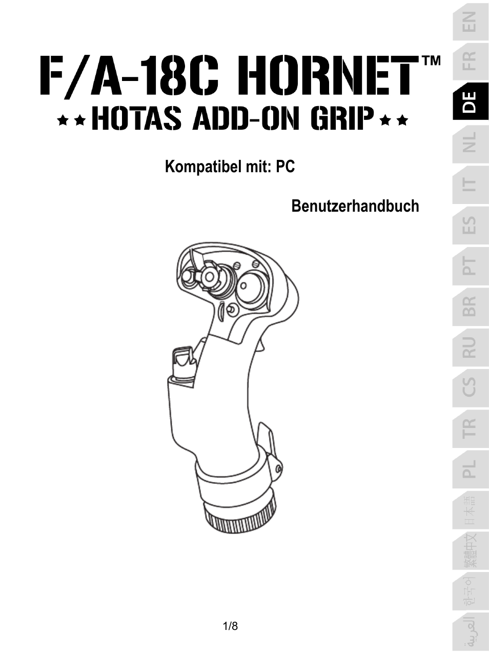 03_ger_fa-18c_hornet_add-on, Deutsch, Kompatibel mit: pc benutzerhandbuch | Thrustmaster F/A-18C Hornet HOTAS Add-On Grip User Manual | Page 18 / 169