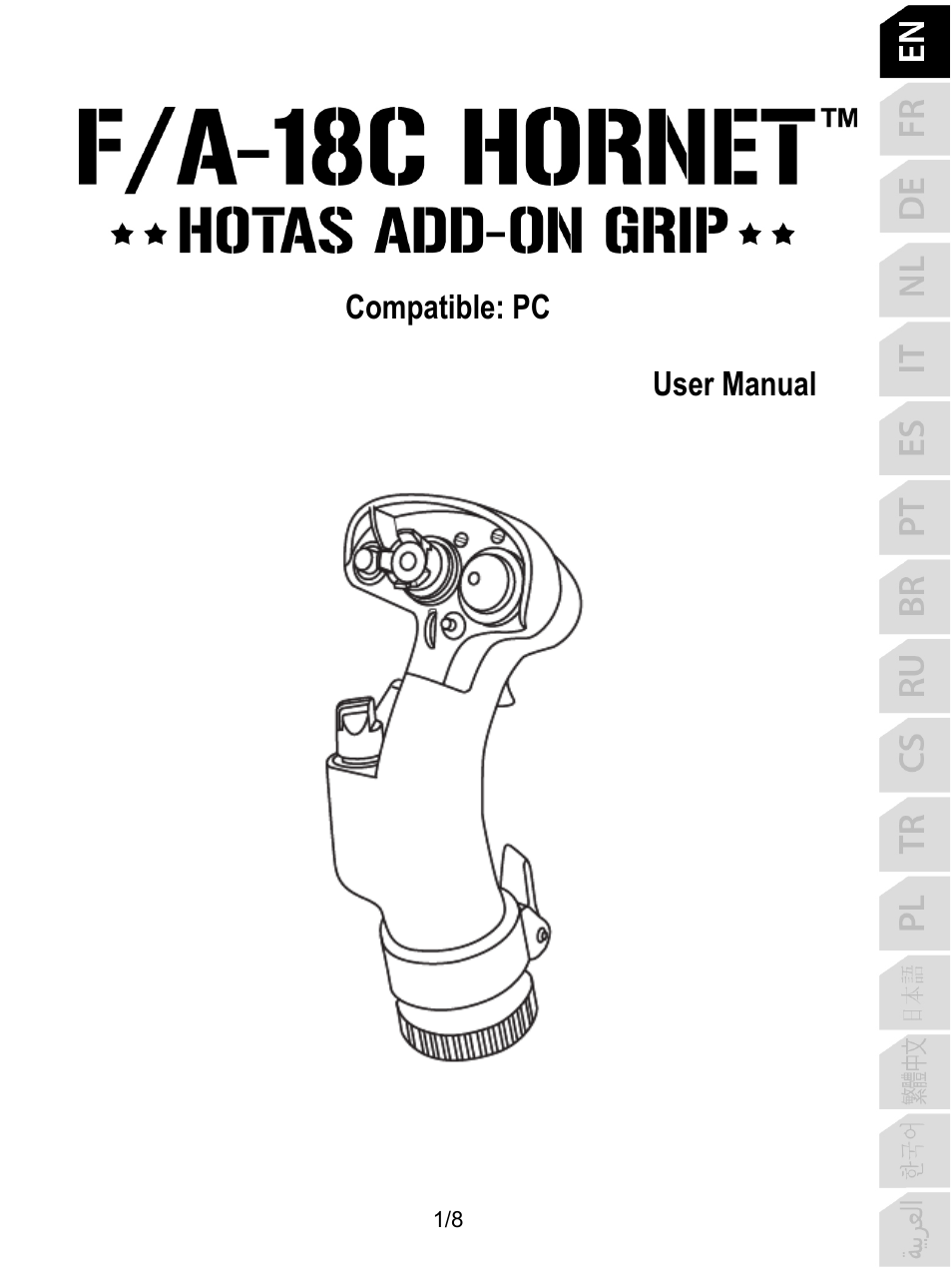 01_eng_fa-18c_hornet_add-on, English, Compatible: pc user manual | Thrustmaster F/A-18C Hornet HOTAS Add-On Grip User Manual | Page 2 / 169