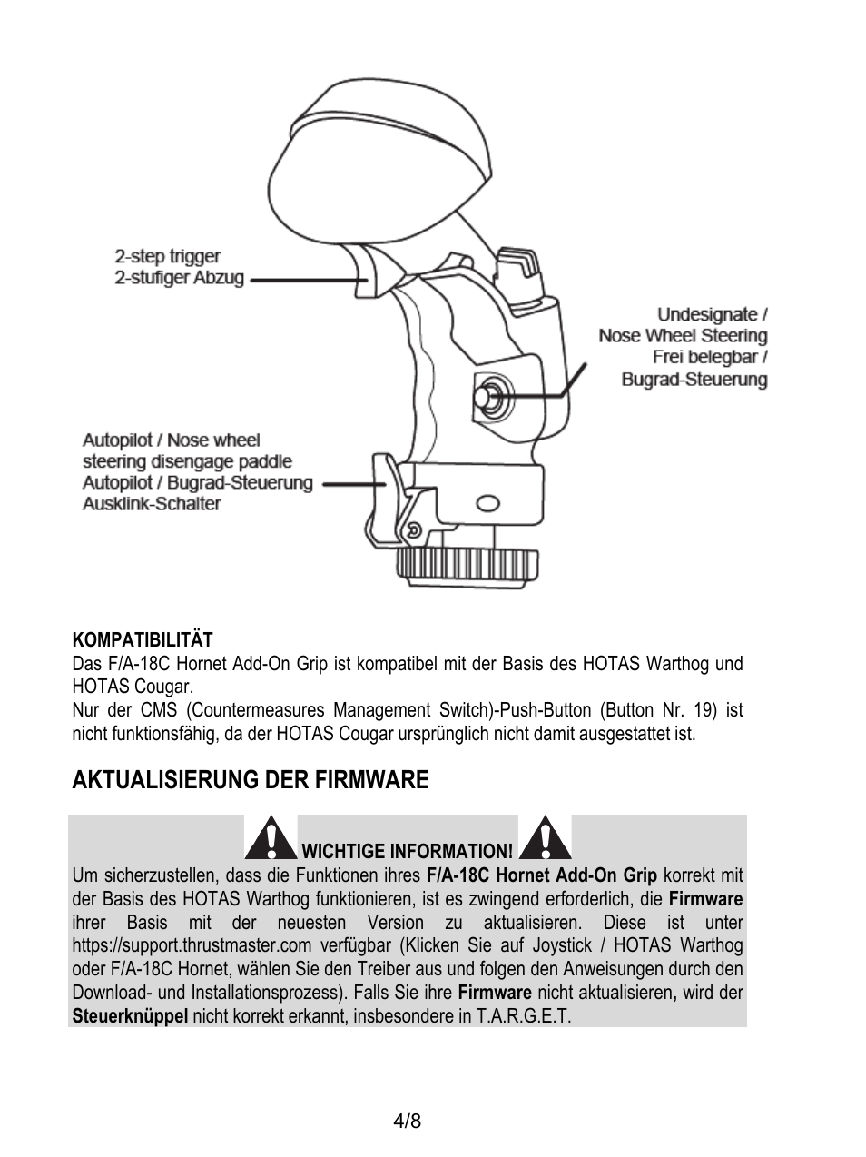 Aktualisierung der firmware | Thrustmaster F/A-18C Hornet HOTAS Add-On Grip User Manual | Page 21 / 169