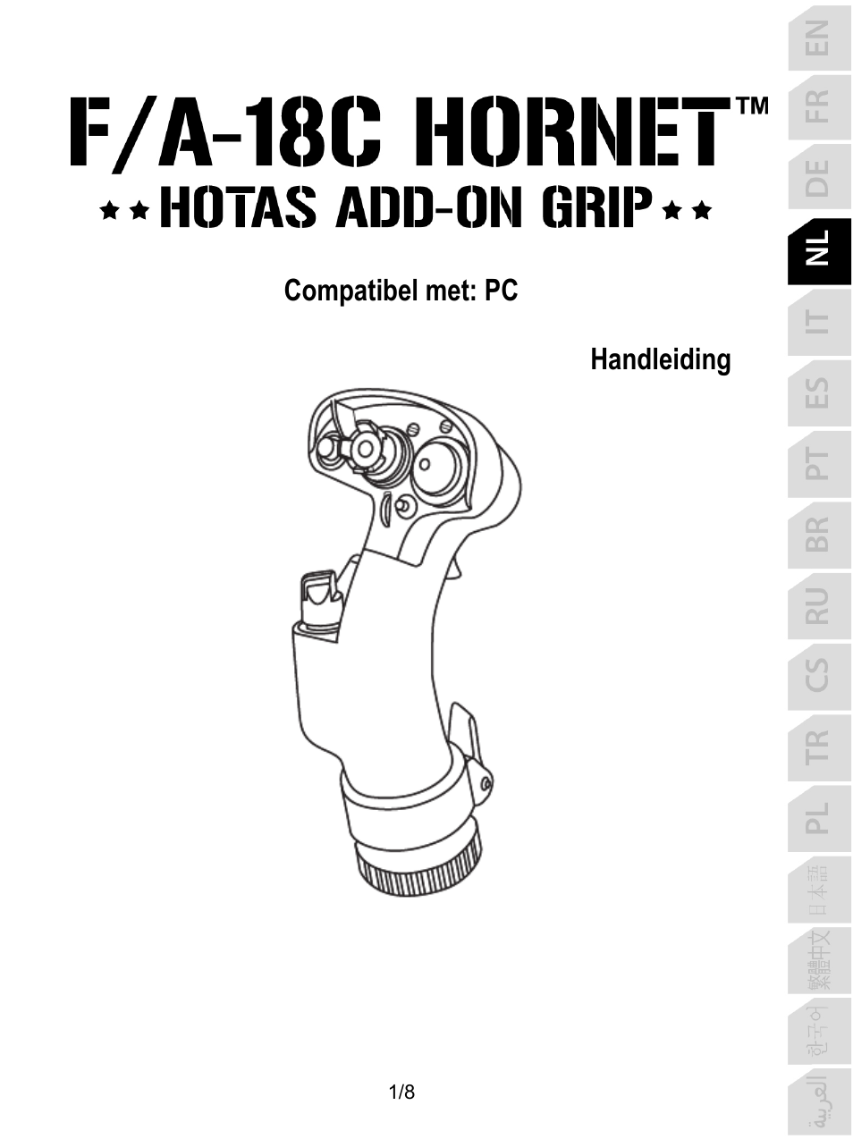 04_ned_fa-18c_hornet_add-on, Nederlands, Compatibel met: pc handleiding | Thrustmaster F/A-18C Hornet HOTAS Add-On Grip User Manual | Page 26 / 169