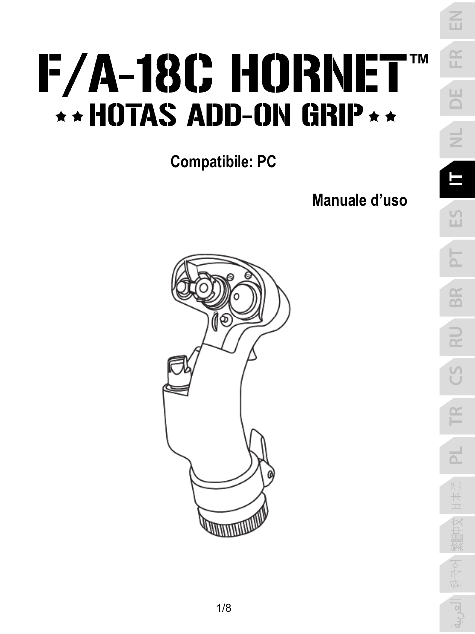 05_ita_fa-18c_hornet_add-on, Italiano, Compatibile: pc manuale d’uso | Thrustmaster F/A-18C Hornet HOTAS Add-On Grip User Manual | Page 34 / 169