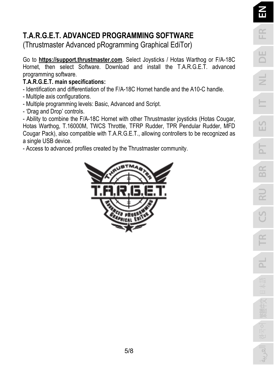 Thrustmaster F/A-18C Hornet HOTAS Add-On Grip User Manual | Page 6 / 169