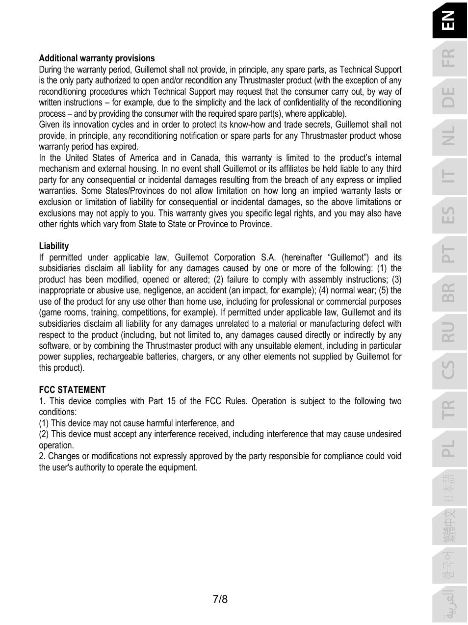 Thrustmaster F/A-18C Hornet HOTAS Add-On Grip User Manual | Page 8 / 169