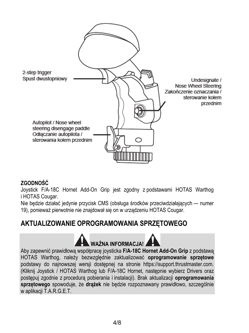 Aktualizowanie oprogramowania sprz ę towego | Thrustmaster F/A-18C Hornet HOTAS Add-On Grip User Manual | Page 93 / 169