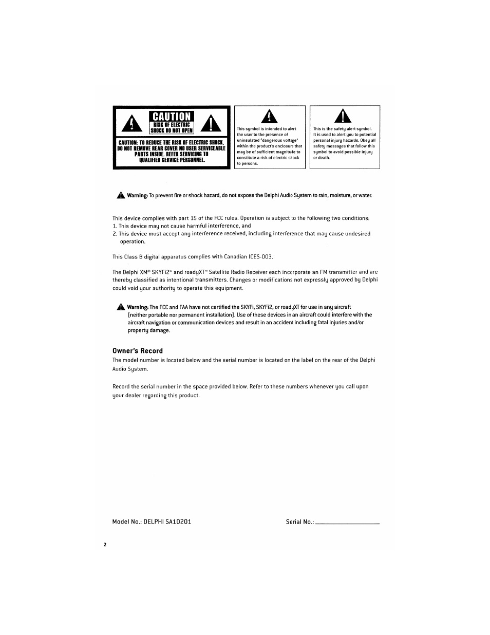 Delphi SA10201 User Manual | Page 2 / 60