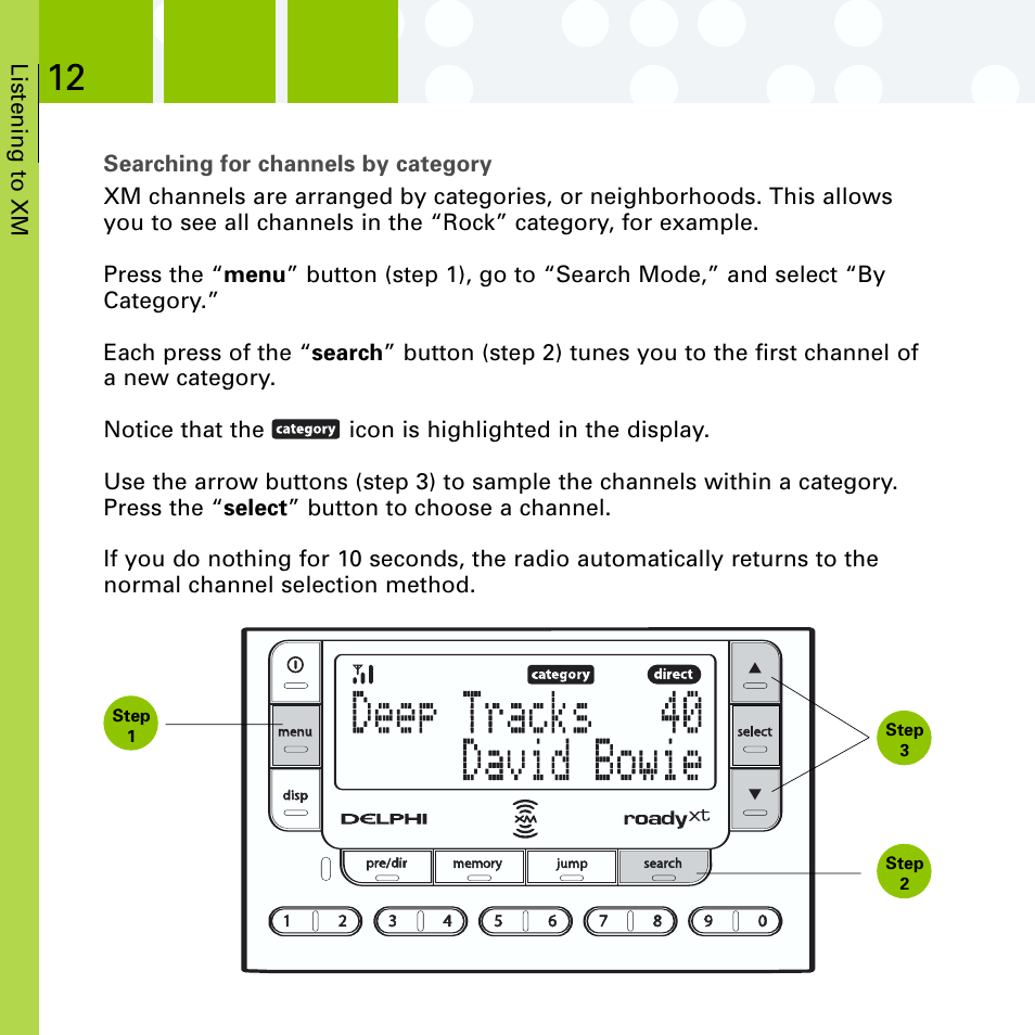 Searching for channels by category | Delphi SA10201 User Manual | Page 24 / 60
