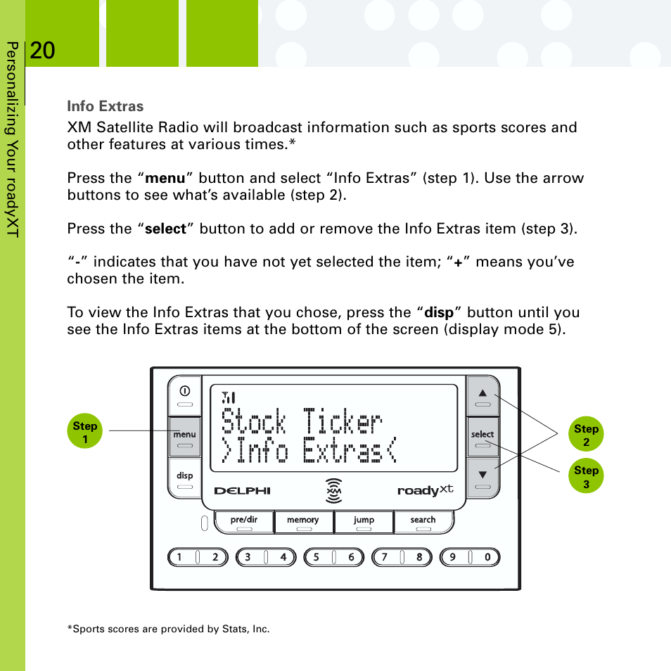 Info extras | Delphi SA10201 User Manual | Page 32 / 60