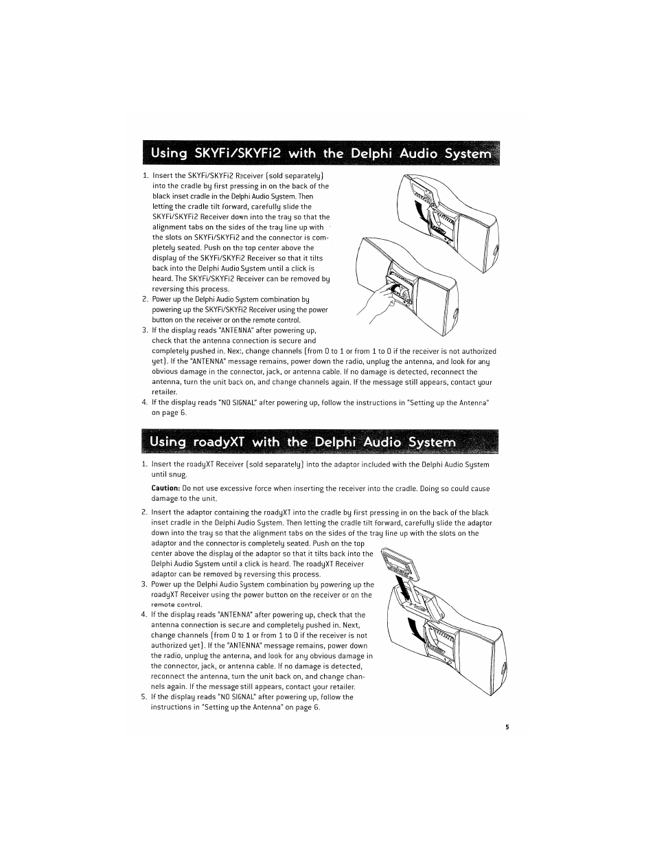 Using with skyfi / skyfi2, Using with roadyxt | Delphi SA10201 User Manual | Page 5 / 60