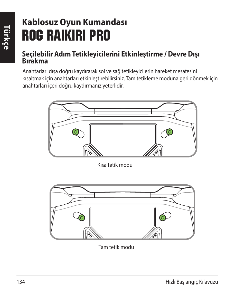 Rog raikiri pro, Kablosuz oyun kumandası | Asus ROG Raikiri Pro Gaming Controller User Manual | Page 134 / 150