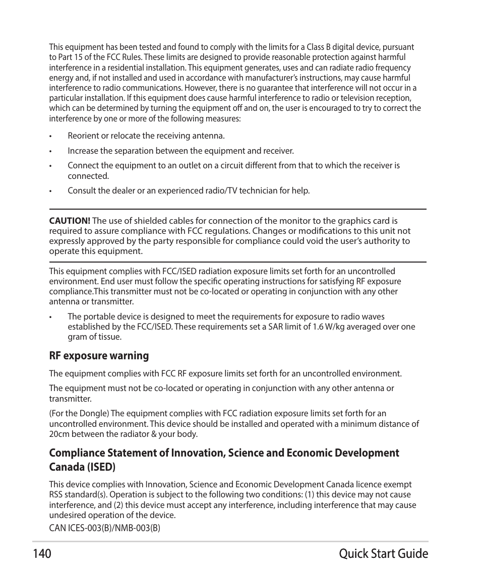 Rf exposure warning | Asus ROG Raikiri Pro Gaming Controller User Manual | Page 140 / 150