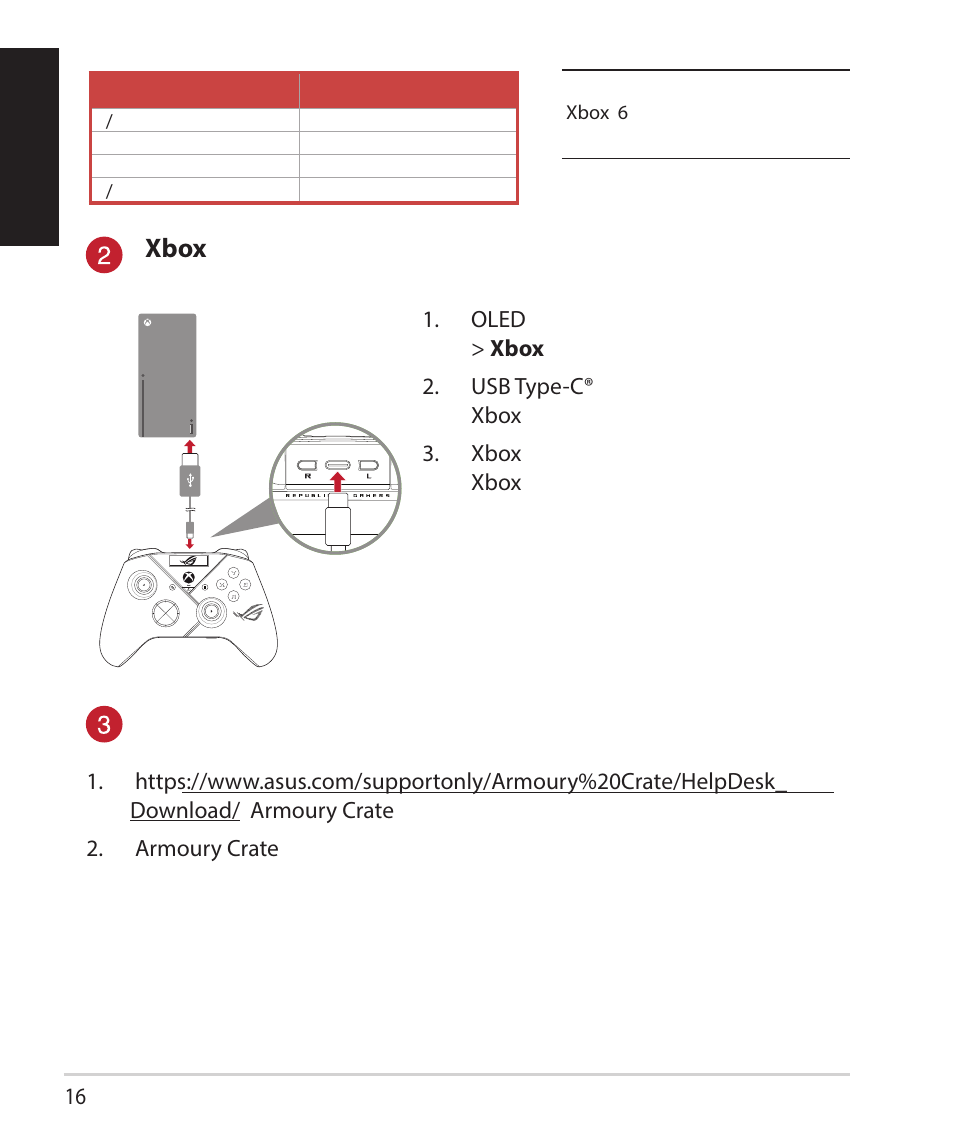 Xbox | Asus ROG Raikiri Pro Gaming Controller User Manual | Page 16 / 150