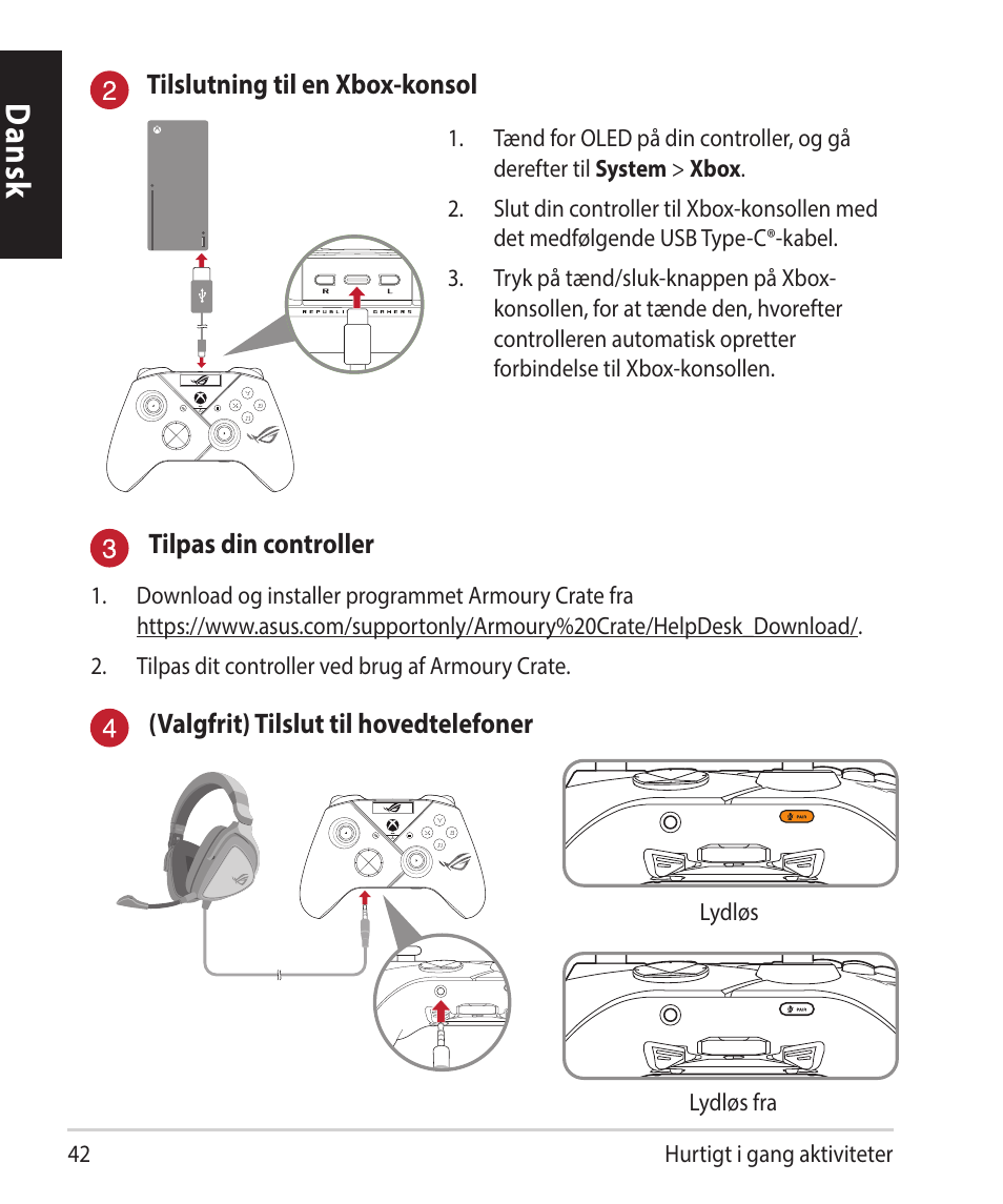 Dansk | Asus ROG Raikiri Pro Gaming Controller User Manual | Page 42 / 150